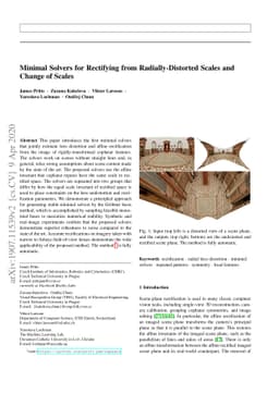 Minimal Solvers for Rectifying from Radially-Distorted Scales and Change
  of Scales