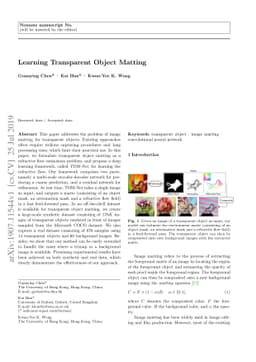 Learning Transparent Object Matting