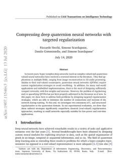 Compressing deep quaternion neural networks with targeted regularization