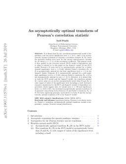 An asymptotically optimal transform of Pearson's correlation statistic