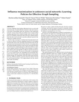 Influence maximization in unknown social networks: Learning Policies for
  Effective Graph Sampling