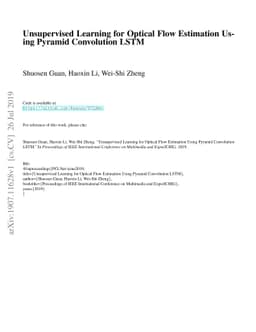Unsupervised Learning for Optical Flow Estimation Using Pyramid
  Convolution LSTM