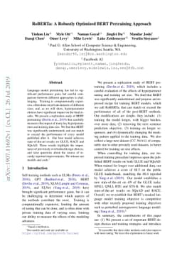 RoBERTa: A Robustly Optimized BERT Pretraining Approach