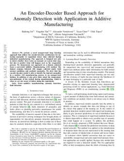 An Encoder-Decoder Based Approach for Anomaly Detection with Application
  in Additive Manufacturing
