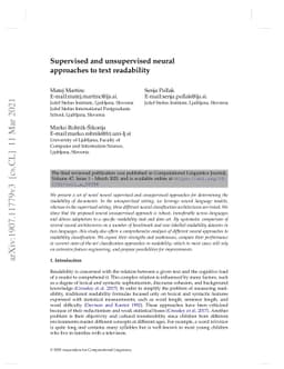 Supervised and Unsupervised Neural Approaches to Text Readability