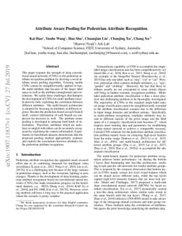 Attribute Aware Pooling for Pedestrian Attribute Recognition
