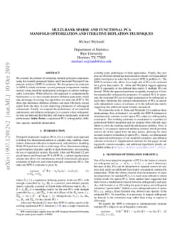 Multi-Rank Sparse and Functional PCA: Manifold Optimization and
  Iterative Deflation Techniques