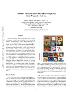 V-PROM: A Benchmark for Visual Reasoning Using Visual Progressive
  Matrices