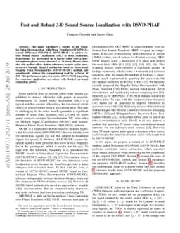 Fast and Robust 3-D Sound Source Localization with DSVD-PHAT