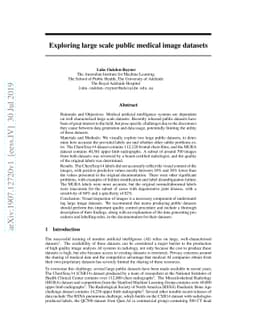 Exploring large scale public medical image datasets
