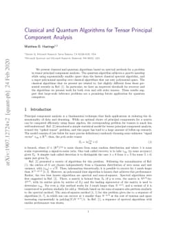 Classical and Quantum Algorithms for Tensor Principal Component Analysis