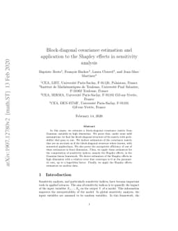 Block-diagonal covariance estimation and application to the Shapley
  effects in sensitivity analysis