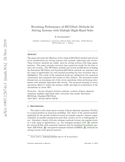 Revisiting Performance of BiCGStab Methods for Solving Systems with
  Multiple Right-Hand Sides