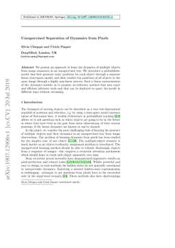 Unsupervised Separation of Dynamics from Pixels