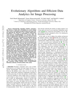 Evolutionary Algorithms and Efficient Data Analytics for Image
  Processing