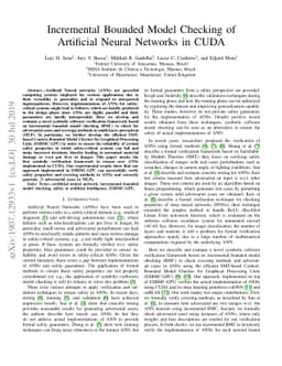 Incremental Bounded Model Checking of Artificial Neural Networks in CUDA