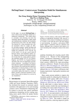 DuTongChuan: Context-aware Translation Model for Simultaneous
  Interpreting