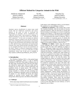 Efficient Method for Categorize Animals in the Wild
