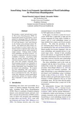 SenseFitting: Sense Level Semantic Specialization of Word Embeddings for
  Word Sense Disambiguation