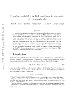 From low probability to high confidence in stochastic convex
  optimization