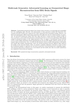 Multi-task Generative Adversarial Learning on Geometrical Shape
  Reconstruction from EEG Brain Signals