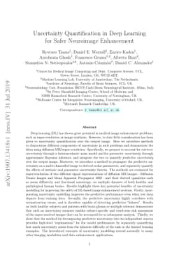 Uncertainty Quantification in Deep Learning for Safer Neuroimage
  Enhancement