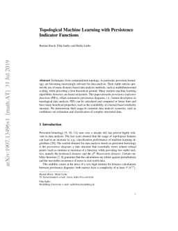 Topological Machine Learning with Persistence Indicator Functions