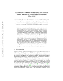 Probabilistic Motion Modeling from Medical Image Sequences: Application
  to Cardiac Cine-MRI