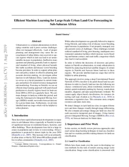Efficient Machine Learning for Large-Scale Urban Land-Use Forecasting in
  Sub-Saharan Africa