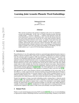 Learning Joint Acoustic-Phonetic Word Embeddings