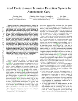 Road Context-aware Intrusion Detection System for Autonomous Cars