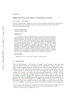 Differential Privacy for Sparse Classification Learning