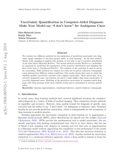 Uncertainty Quantification in Computer-Aided Diagnosis: Make Your Model
  say "I don't know" for Ambiguous Cases