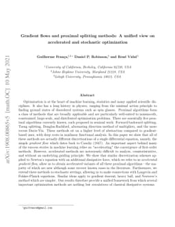 Gradient flows and proximal splitting methods: A unified view on
  accelerated and stochastic optimization
