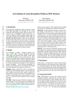 An Evaluation of Action Recognition Models on EPIC-Kitchens