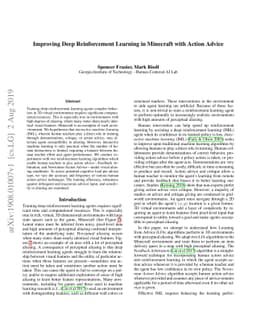 Improving Deep Reinforcement Learning in Minecraft with Action Advice