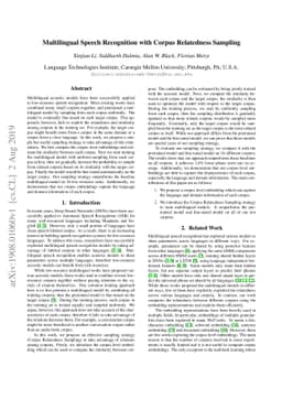 Multilingual Speech Recognition with Corpus Relatedness Sampling