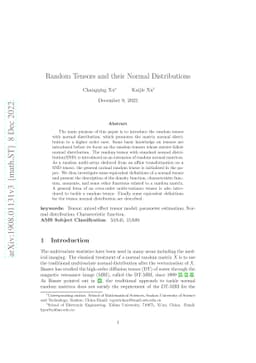 Random Tensors and their Normal Distributions