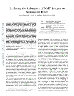 Exploring the Robustness of NMT Systems to Nonsensical Inputs