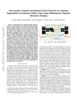 Adversarially Trained Convolutional Neural Networks for Semantic
  Segmentation of Ischaemic Stroke Lesion using Multisequence Magnetic
  Resonance Imaging