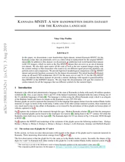 Kannada-MNIST: A new handwritten digits dataset for the Kannada language