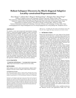 Robust Subspace Discovery by Block-diagonal Adaptive
  Locality-constrained Representation