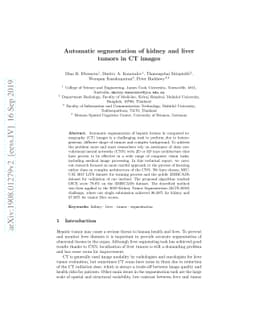 Automatic segmentation of kidney and liver tumors in CT images