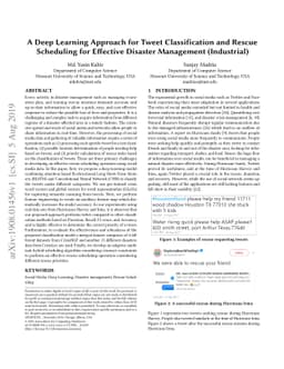 A Deep Learning Approach for Tweet Classification and Rescue Scheduling
  for Effective Disaster Management