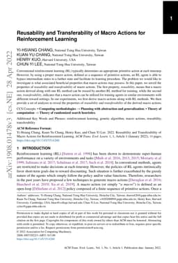 Reusability and Transferability of Macro Actions for Reinforcement
  Learning