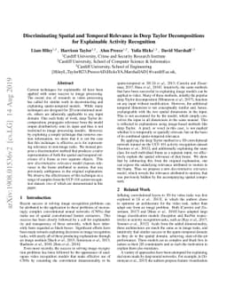 Discriminating Spatial and Temporal Relevance in Deep Taylor
  Decompositions for Explainable Activity Recognition
