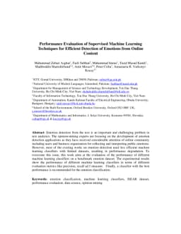 Performance Evaluation of Supervised Machine Learning Techniques for
  Efficient Detection of Emotions from Online Content