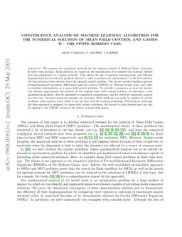 Convergence Analysis of Machine Learning Algorithms for the Numerical
  Solution of Mean Field Control and Games: II -- The Finite Horizon Case