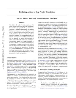 Predicting Actions to Help Predict Translations