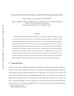 Neuroscience-inspired online unsupervised learning algorithms